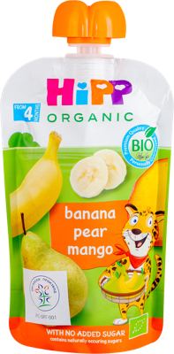 KAŠICA BANANA KRUŠKA I MANGO 100GR 4M+ HIPP