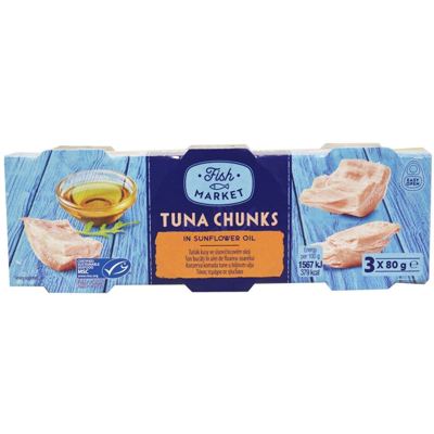 Tuna komadi u sunc.ulju Fish Market3x80g