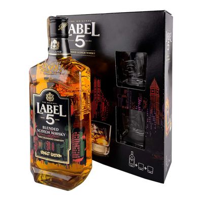 WHISKEY LABEL 5+2 ČAŠE 0,75L TIM 99