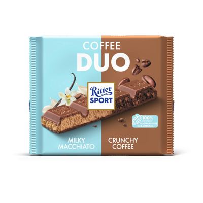 ČOKOLADA MLEČNA COFFEE DUO MILKY MACCHIATO CRUNCHY COFFEE 218G RITTER SPORT