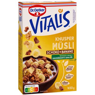 MUSLI VITALIS KRISPI PLUS ČOKOLADA BANANA 450GR DR OETKER