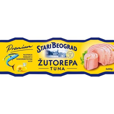 ŽUTOREPA TUNA KOMADI U SUNCOK.ULJU 3 80G PREMIUM