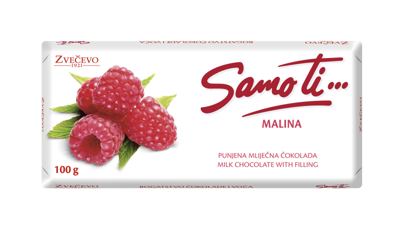 ČOKOLADA MLEČNA SAMO TI MALINA ZVEČEVO 100G