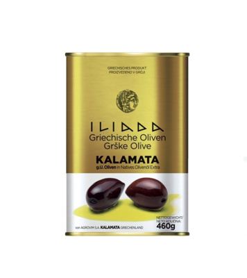 MASLINE CRNE KALAMATA SA KOŠTICOM U EKSTRA DEVIČANSKOM MASLINOVOM ULJU 460 GR ILIADA