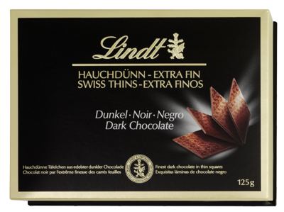 PRALINA SWISS THINS DARK 125GR LINDT