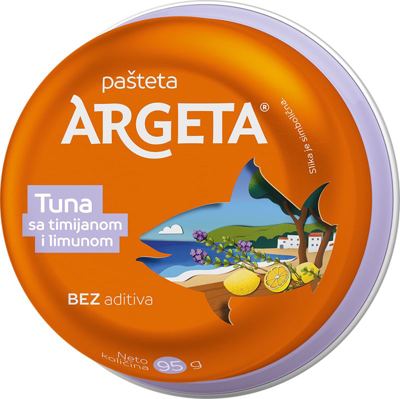 PAŠTETA TUNA TIMIJAN I LIMUN 95GR ARGETA