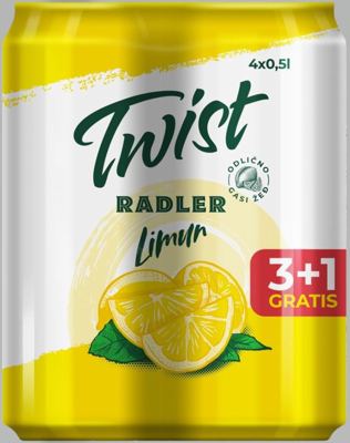 PIVO TWIST LIMUN 0.5L LIMENKA 3+1 CARLSBERG