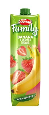 Sok Banana I Jagoda Family Nectar Brik 1 l