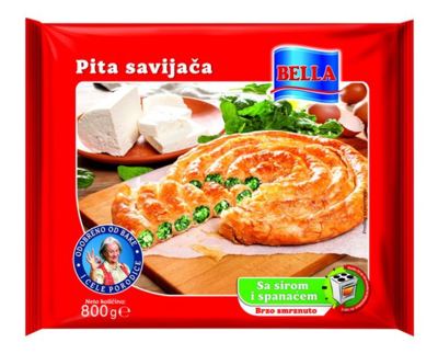 PITA UVIJAČA SA SIROM I SPANAĆEM 800GR BELLA