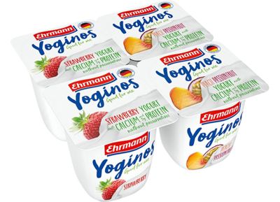 JOGURT VOĆNI EHRMANN YOGINOS 100G JAGODA BRESKVA MARAKUJA