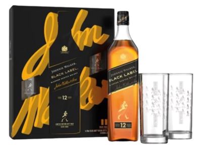VISKI JOHNNIE WALKER BLACK 0.7L + 2 ČAŠE