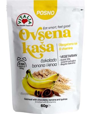 OVSENA KAŠA ČOKOLADA, BANANA, KINOA 60GR GO NUTRI VITALIA