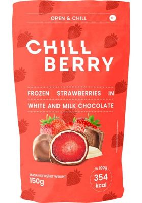 SMRZNUTE JAGODE U BELOJ I MLECNOJ OKOLADI 150G CHILLBERRY
