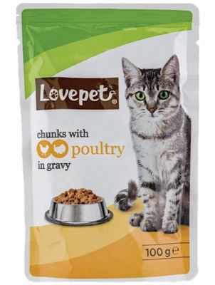Porcija za macke zivina Love Pet 100g