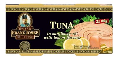 TUNA FRANZ JOSEF KOMADI U SUNC.ULJU SA LIMUNOM 2X80g-ocjeđ mase 2x52g