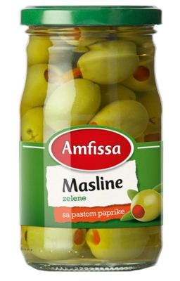 MASLINE ZELENE SA PAPRIKOM 300G FOODLAND