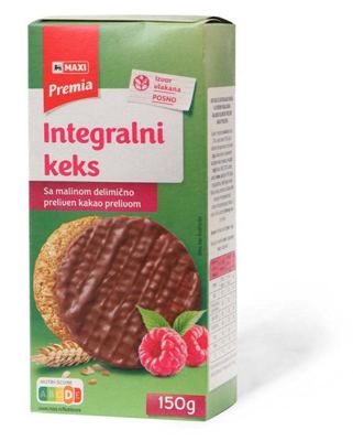 Integ.keks malina&kakao preliv Maxi 150g