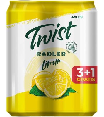 RADLER TWIST LIMUN LIMENKA 0.5L 3+1 GRATIS