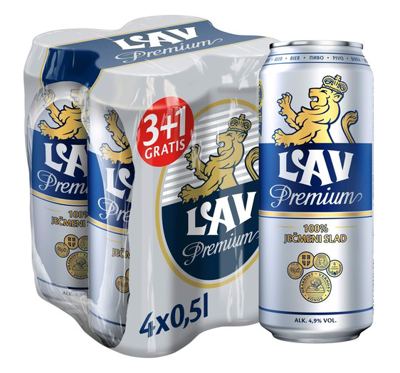 PIVO SVETLO LAV PREMIUM 0,5L 3+1 GRATIS LIMENKA