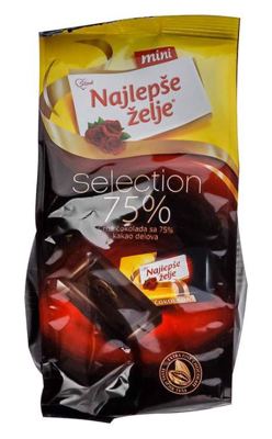 COKOLADA NAJLEPSE ZELJE MINI CRNA 75% 150G