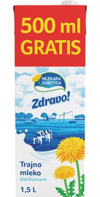 MLEKO UHT ZDRAVO! 2% 1L+500ML GRATIS