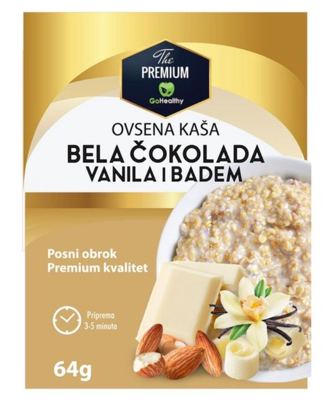 KASA OVSENA BELA COKOLADA VANILA BADEM PREMIUM GO HEALTHY 64G