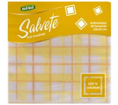 SALVETE 1SL ŽUTI KVADRATI 33X33 BAŠ BAŠ 60/1