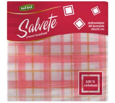 SALVETE 1SL CRVENI KVADRATI 33X33 BAŠ BAŠ 60/1