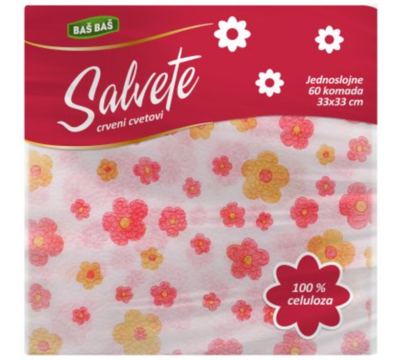 SALVETE 1SL CRVENI CVETOVI 33X33 BAŠ BAŠ 60/1