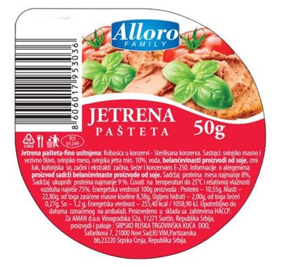 PASTETA JETRENA ALLORO 50g
