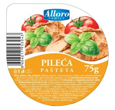 PASTETA PILECA ALLORO 75G