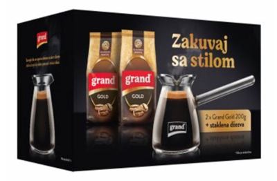 Kafa Grand Gold + Staklena Džezva U Boji 2×200 g
