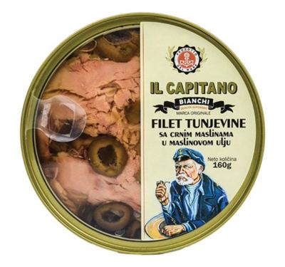 TUNA FILETI SA CRNIM MASLINAMA 160 GR IL CAPITANO