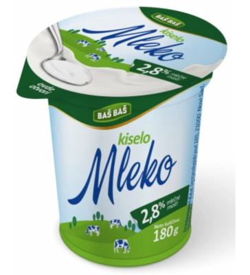KISELO MLEKO BAŠ BAŠ 2.8%MM 180G ČAŠA