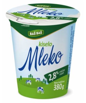KISELO MLEKO BAŠ BAŠ 2.8%MM 380G ČAŠA