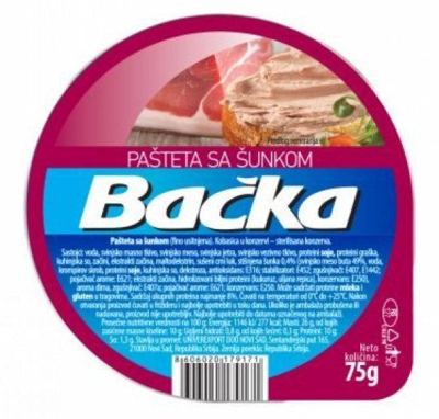PAŠTETA SA ŠUNKOM BAČKA 75G