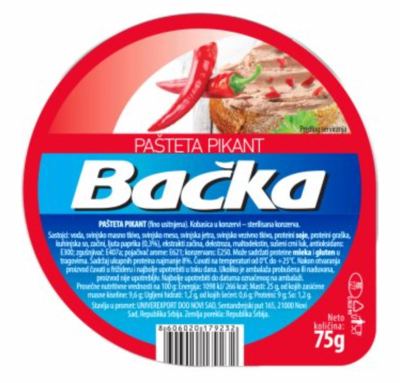 PAŠTETA PIKANT BAČKA 75G