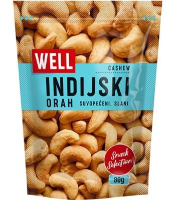 INDIJSKI ORAH PEČENI SLANI 80G WELL