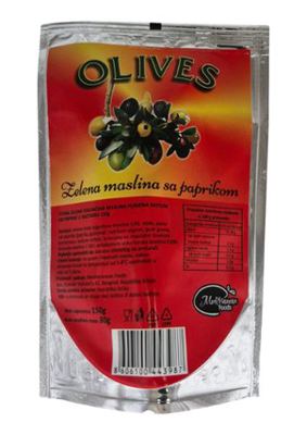 MASLINE ZELENE SA PAPRIKOM OLIVES DOJPAK 150G