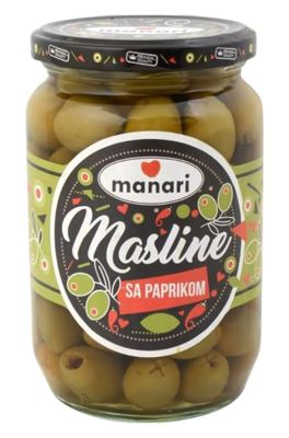 MASLINE ZELENE SA PAPRIKOM 680G MANARI