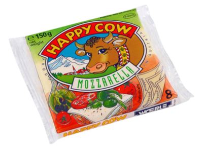 HAPPY COW MOZZARELLA 150G LISTIĆI