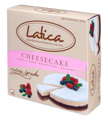 N-TORTA CHEESECAKE S MALINOM I BOROVNICA VINDIJA 650G SM UP -4/1-