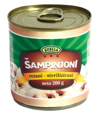 ŠAMPINJONI ZORELA 200g REZANI - ocjeđena masa 115g