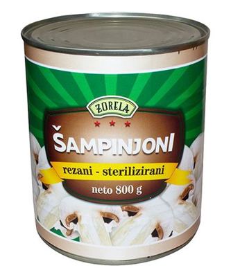 ŠAMPINJONI ZORELA 800g REZANI- ocjeđena masa 420g