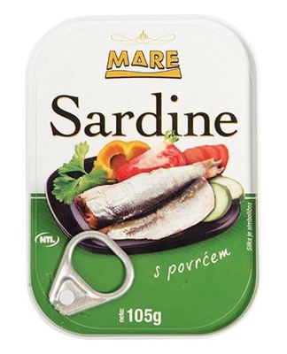 SARDINA MARE 105g S POVRĆEM-ocijeđene mase 75,6g