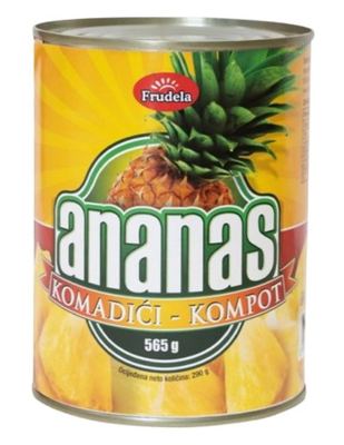 KOMPOT FRUDELA 565g ANANAS KOMADI-ocijeđ.mase 290g
