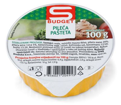 PAŠTETA S-BUDGET PILEĆA 100 g
