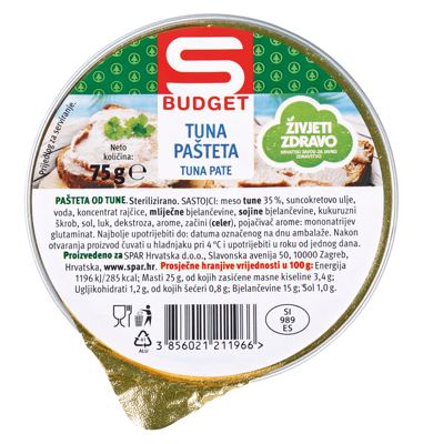 TUNA PAŠTETA S-BUDGET 75 g