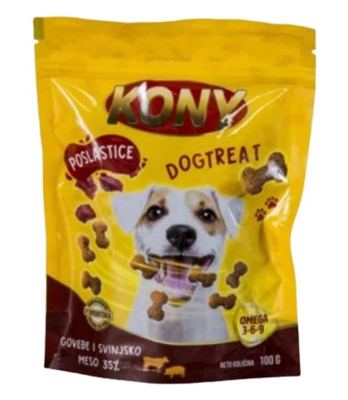 POSLASTICA ZA PSE GOVEDINA I SVINJETINA 100 g PREMIUM KONY