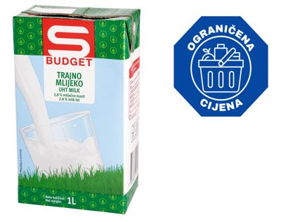 MLIJEKO UHT 2,8% S BUDGET 1 L